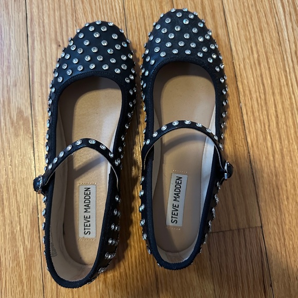 Steve Madden Black Studded Ballet Flats - Picture 1 of 6